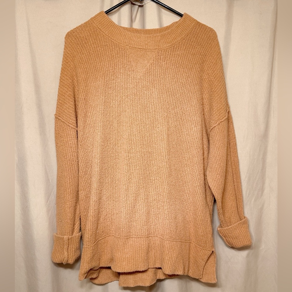 American Eagle Oversized Cozy Tan Knit Sweater